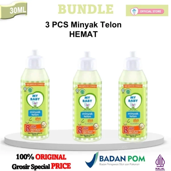 Paket Bundle 3 Pcs Minyak Telon My Baby 30ml Aroma Menenangkan
